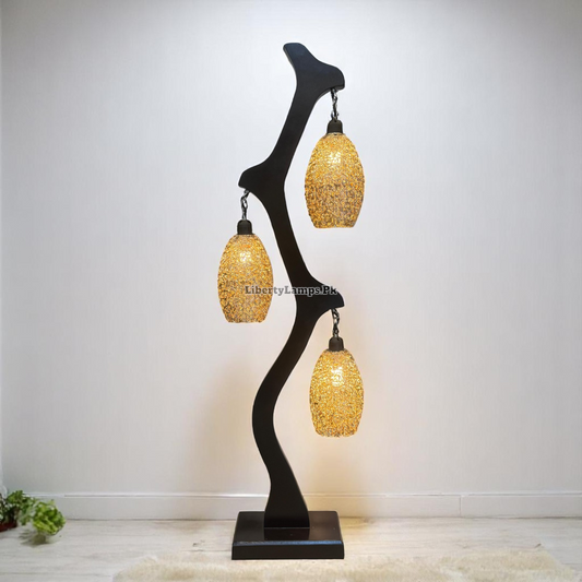 ✨ Aurora Beam Wooden Floor Lamp with Artistic Metal Shades (Single) ✨