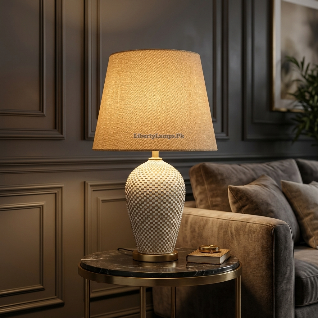 Ivory Sculpt – Elegant White Resin Table Lamp Pair