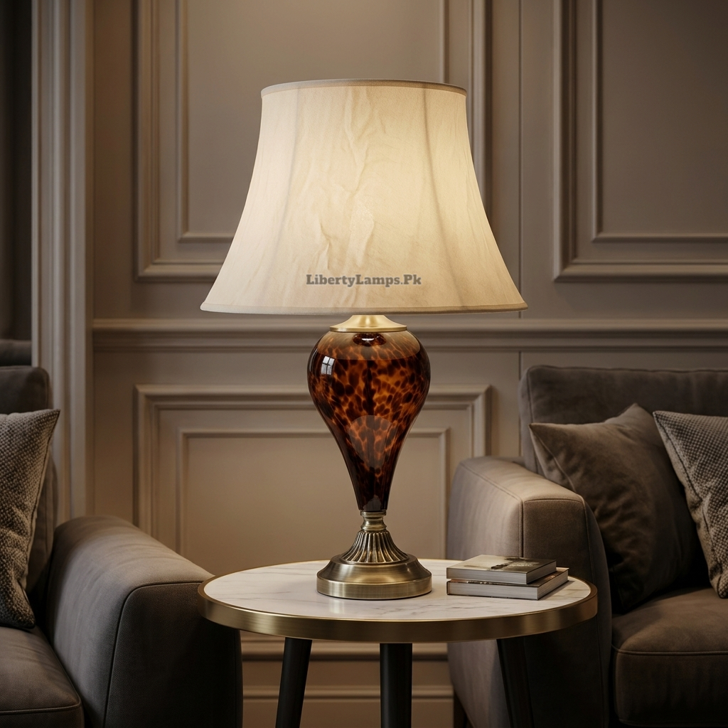 Cocoa Elegance – Premium Brown Glass Table Lamp Pair