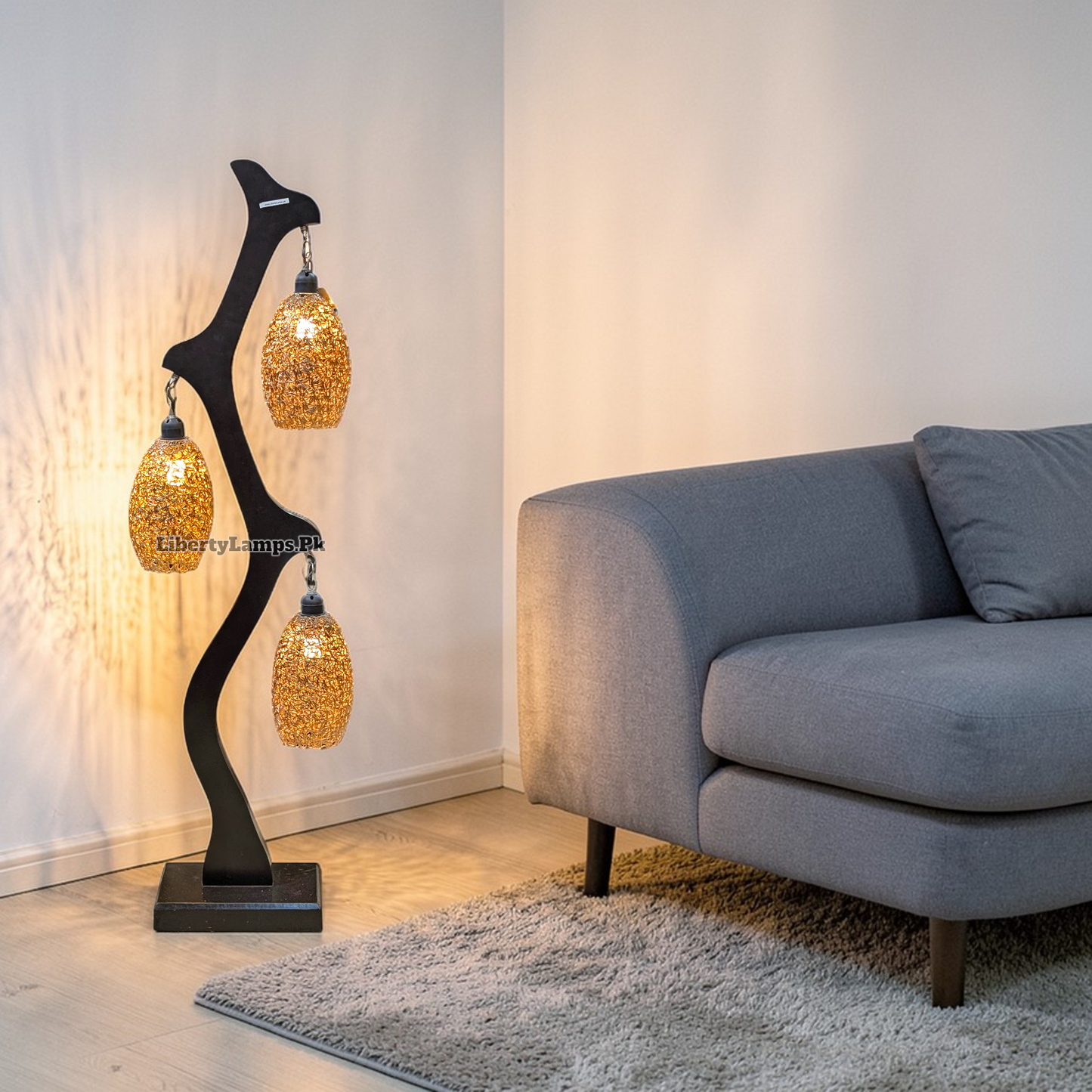 Rustic Cascade™ – Wooden Floor Lamp