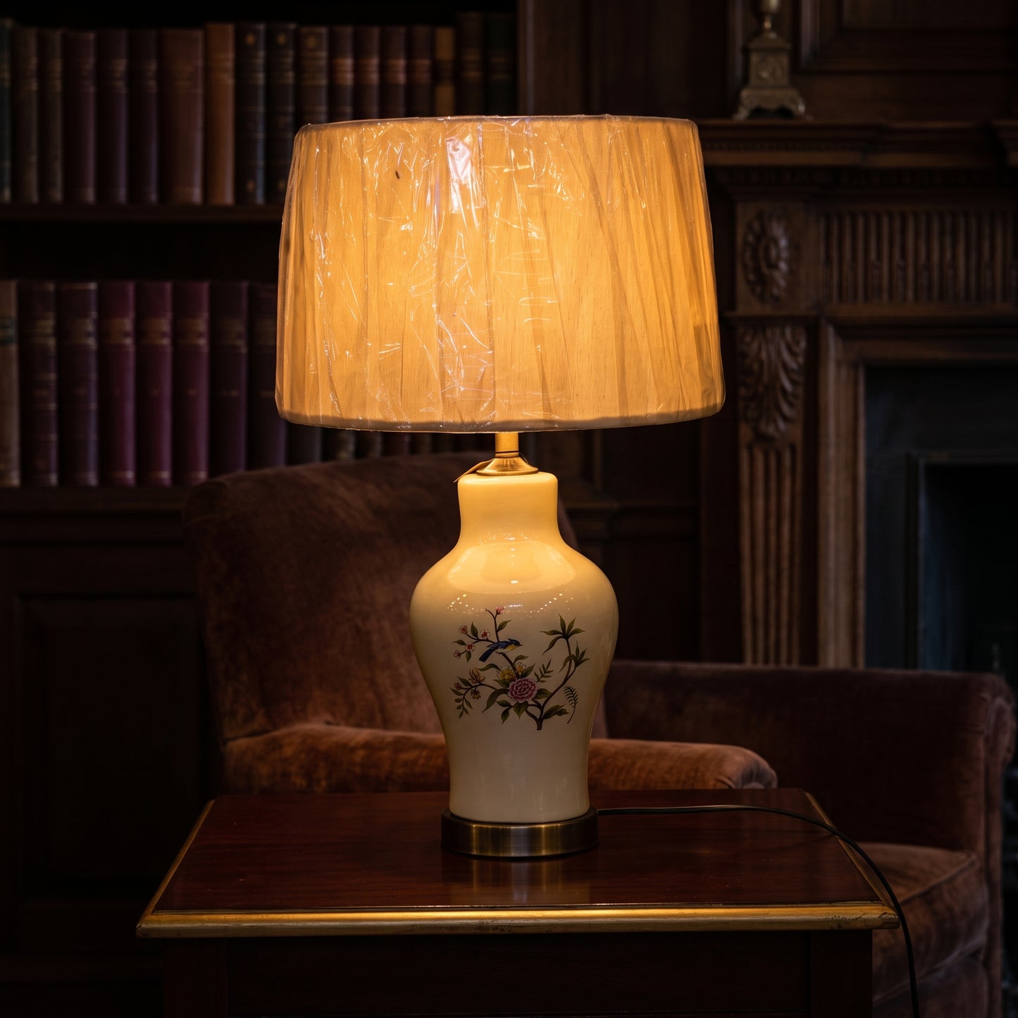 Avian Elegance™ – Bird Printed Porcelain Lamp Pair