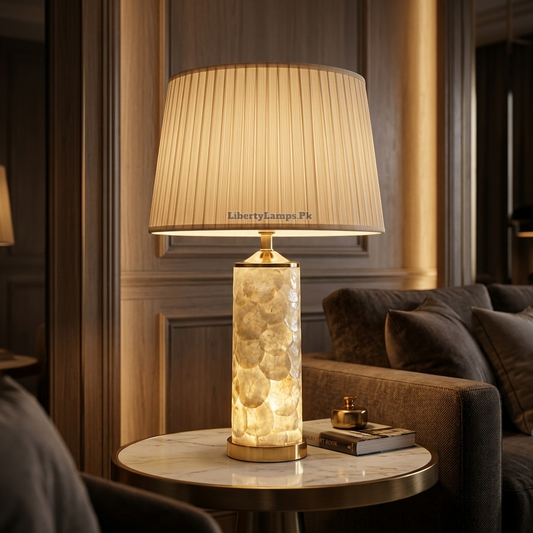 Pearl Majesty – Elegant Mother of Pearl Double Light Table Lamp Pair