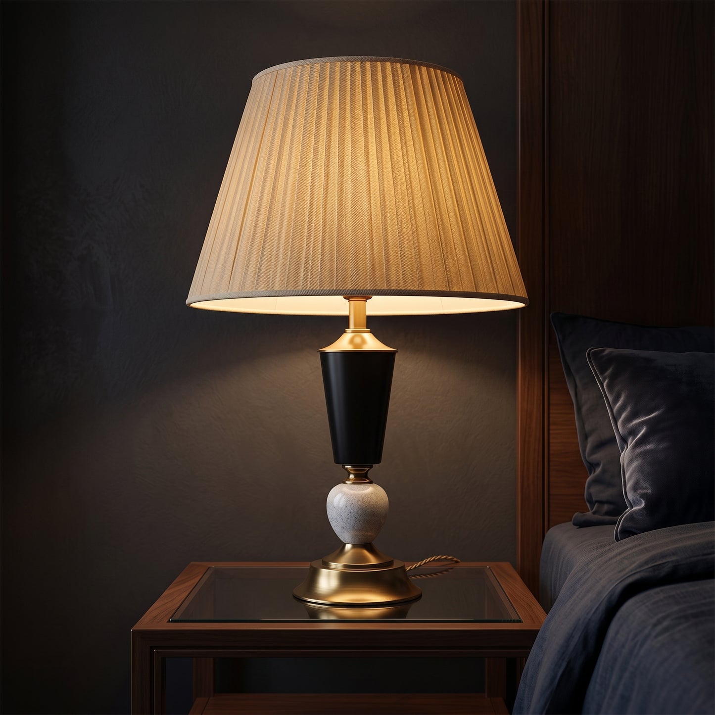 Monarch Stone™ – White & Black Marble Lamp – Single