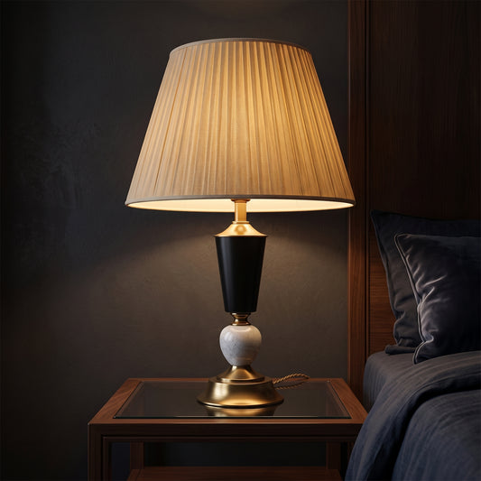 Monarch Stone™ – White & Black Marble Lamp – Single