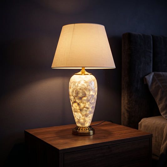 Pearl Elegance™ – Mother of Pearl Double Light Lamp Pair (27 Inch Height)