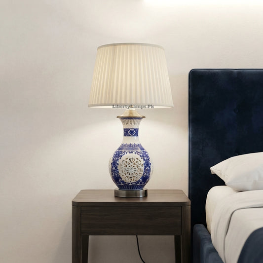 Blue Pottery Elegance – Premium Blue Pottery Table Lamp Pair