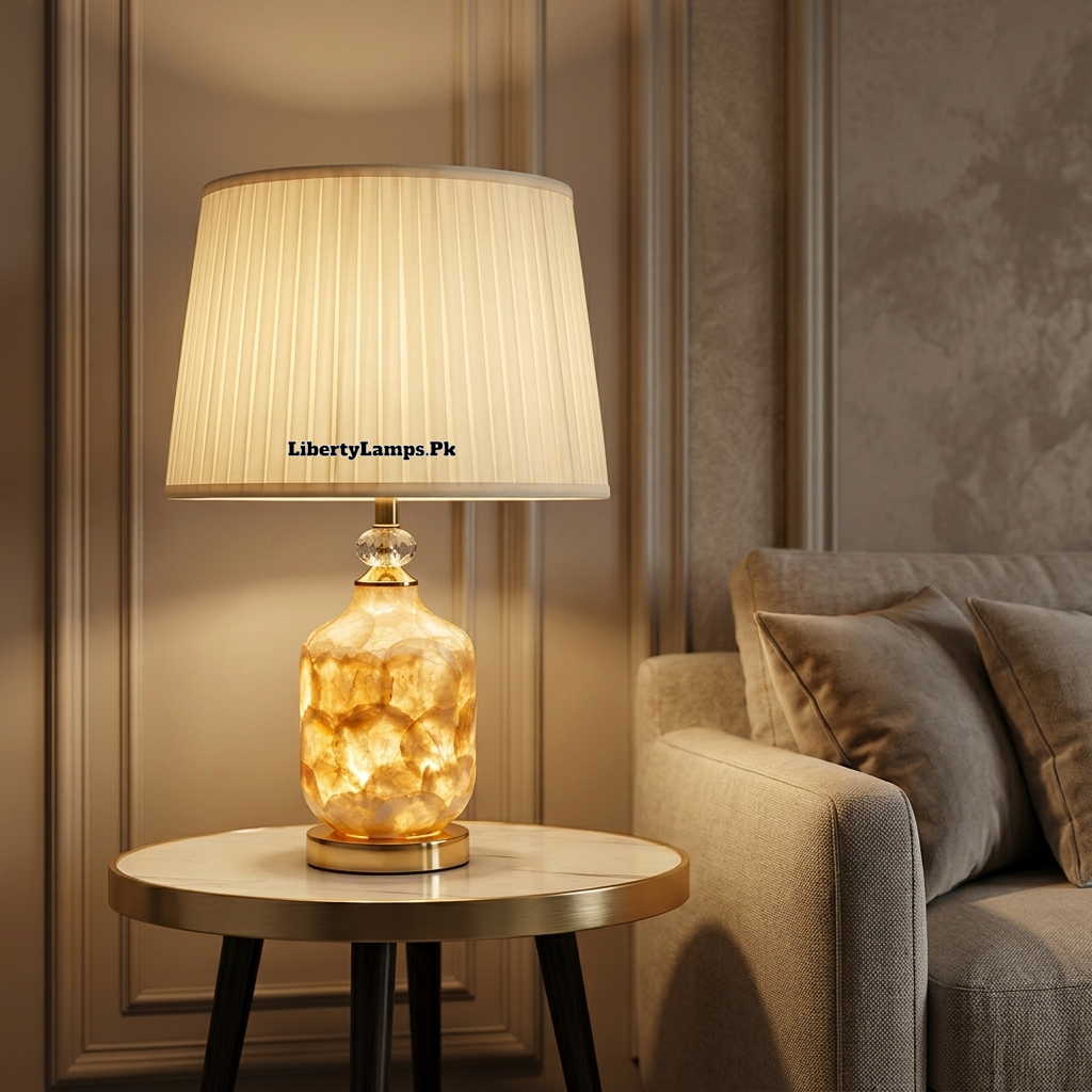 Pearl Majesty – Double Light Mother of Pearl Table Lamp Pair