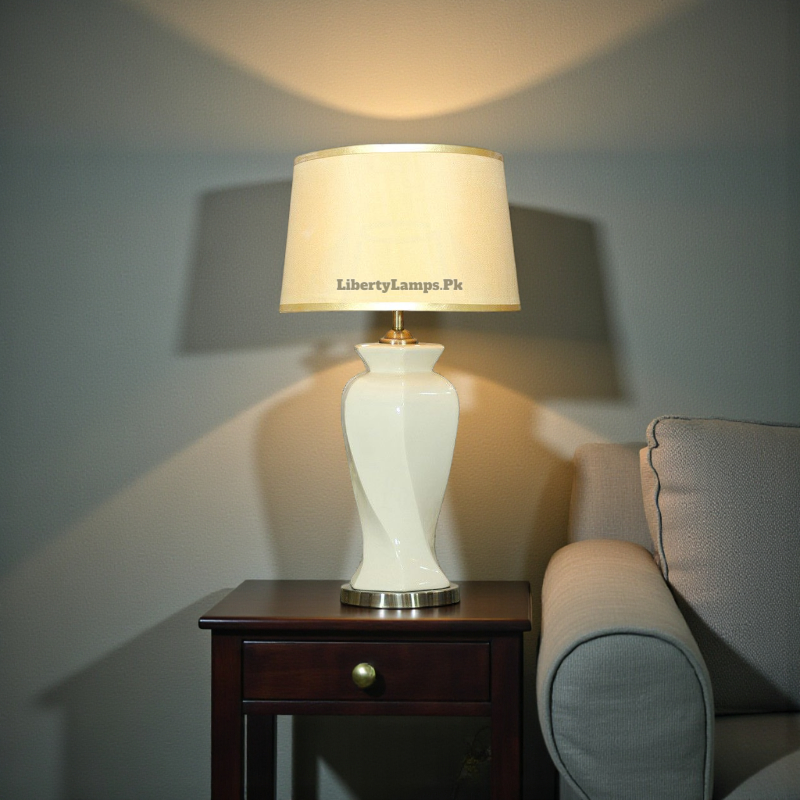 Ivory Twist Grande – Off-White Twisted Large Ceramic Table Lamps (Pair)