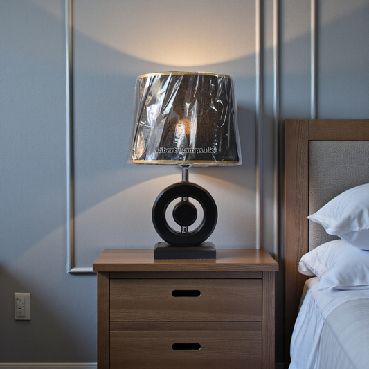 Circular Charm – Wooden Ring Table Lamps (Pair)