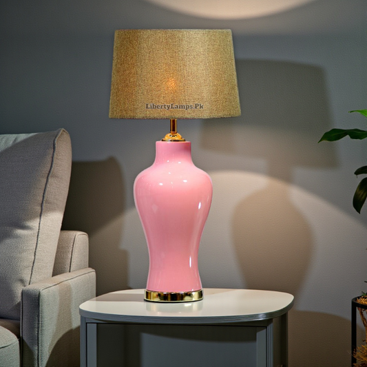 Blush Grandeur – Pink Large Ceramic Table Lamps (Pair)