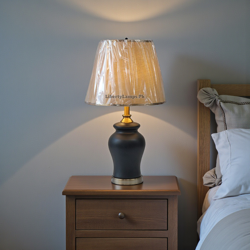 Midnight Calm – Black Ceramic Bedroom Table Lamps (Pair)