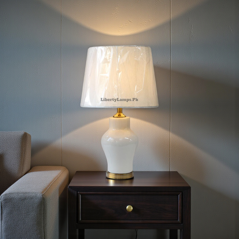 Soft Haven – Off-White Ceramic Bedroom Table Lamps (Pair)