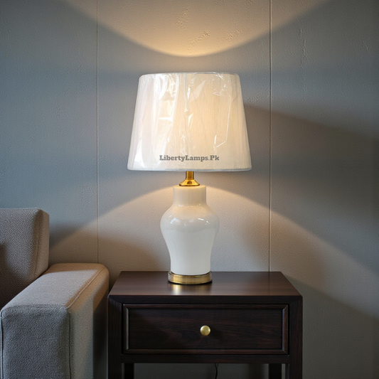 Soft Haven – Off-White Ceramic Bedroom Table Lamps (Pair)