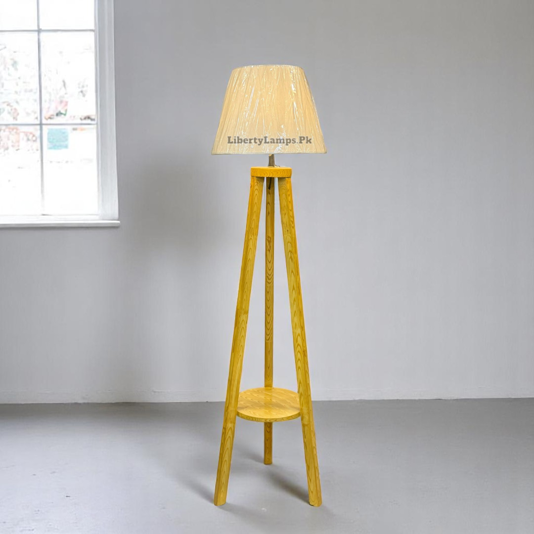 💡 Wooden Tripod Floor Lamp with Table (Single) 💡