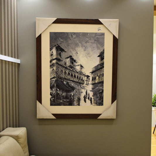 Old City Oil Painting on Canvas (Single)