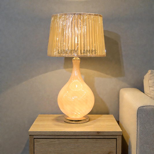 SilkyGlow Tall Glass Table Lamp (Pair)