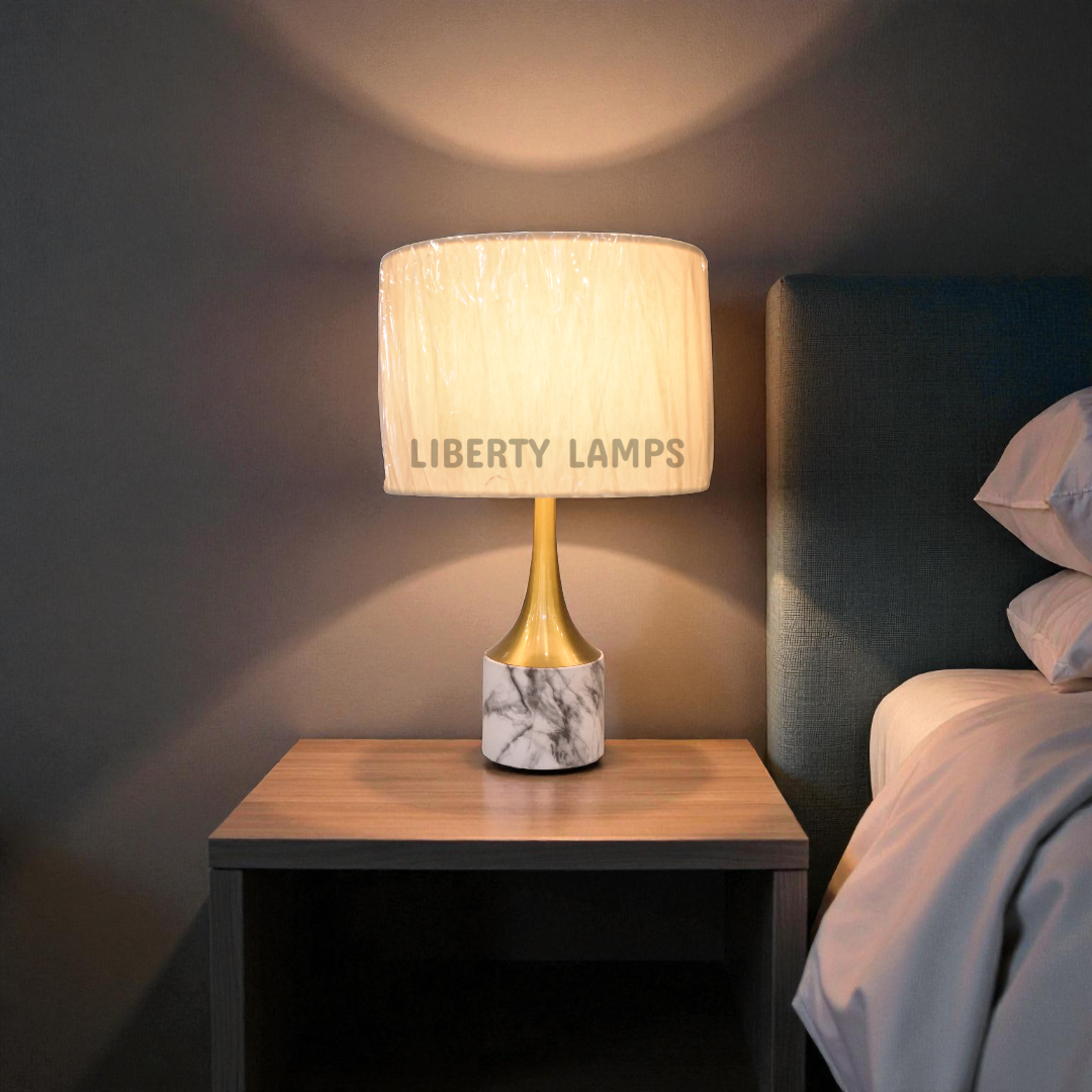 MarbleFusion Metal Texture Table Lamp (Pair)