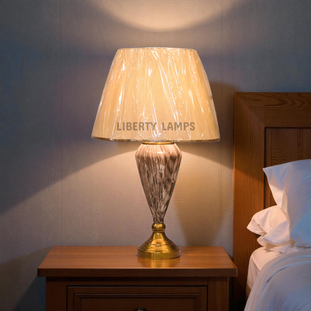 Marble Crest Metal Table Lamp (Pair)