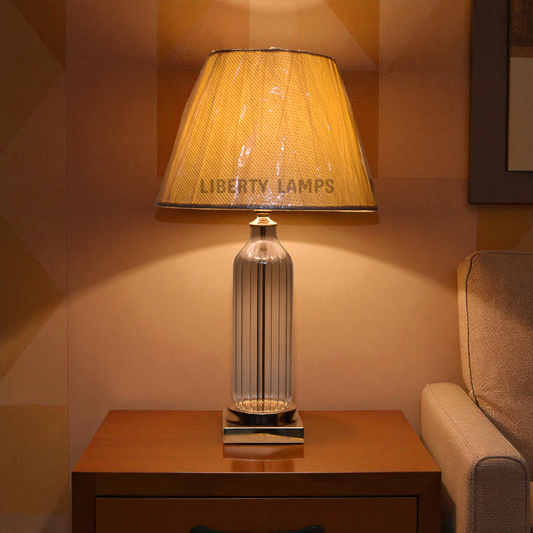 Crystal Gleam Cutting Glass Table Lamp (Pair)