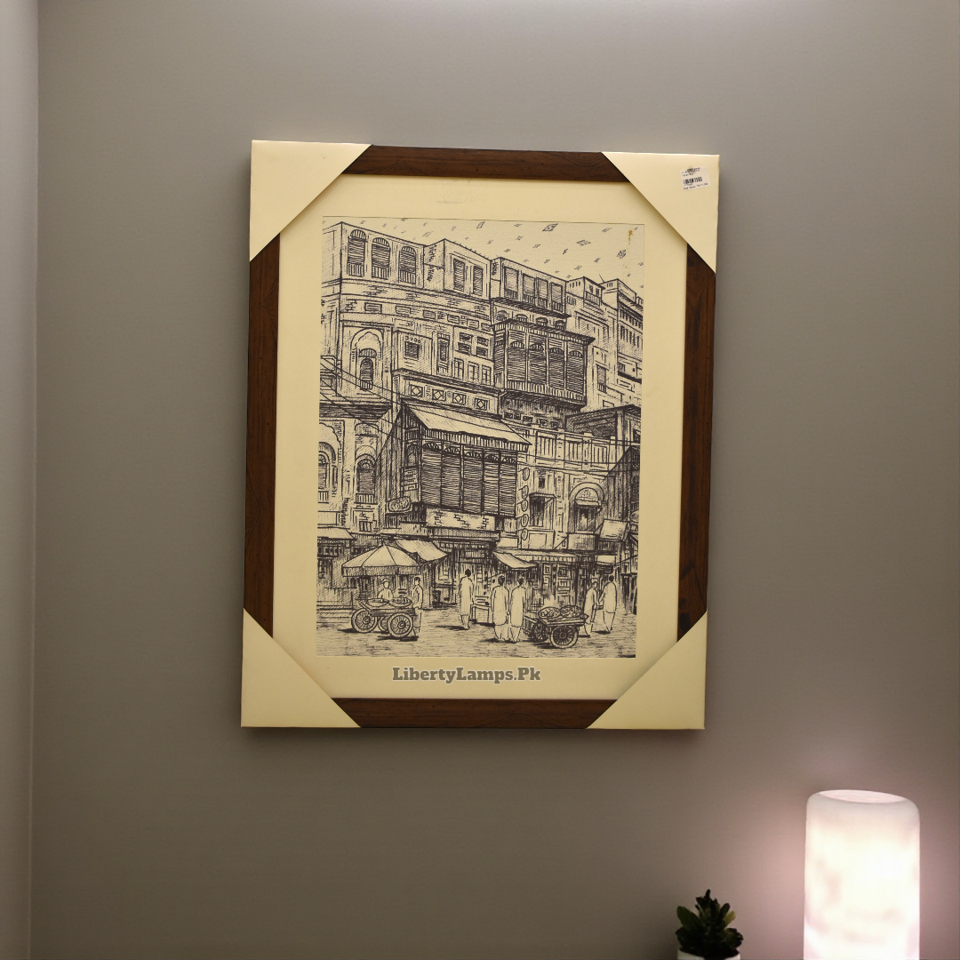 Old Lahore Pencil Sketch on Canvas (Single)