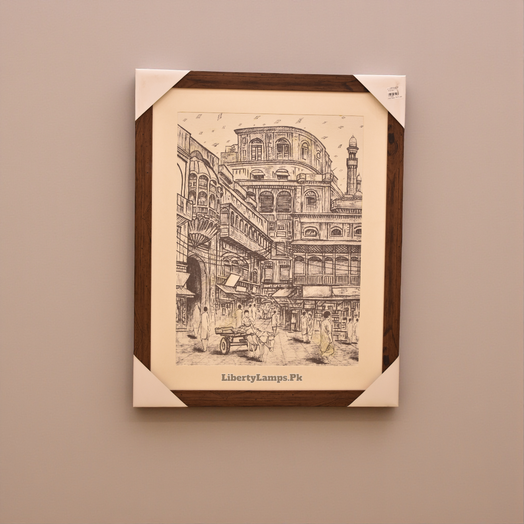 Old Lahore Pencil Sketch on Canvas (Single)