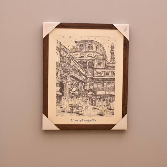 Old Lahore Pencil Sketch on Canvas (Single)