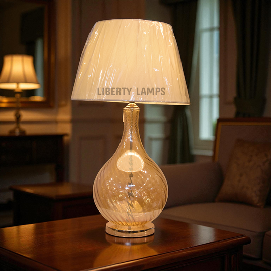 Luminous Elegance Glass Table Lamp (Pair)
