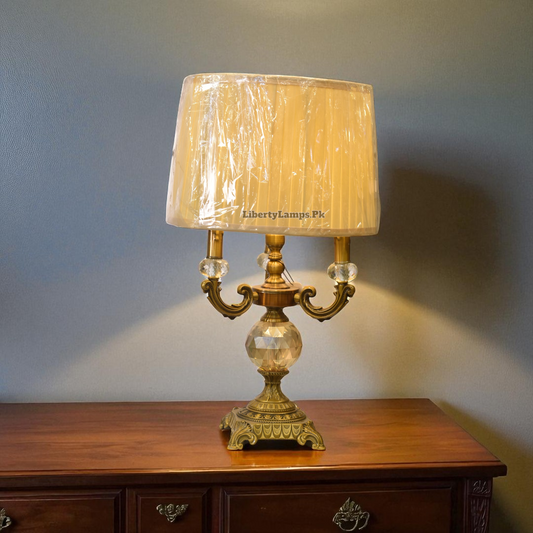 Regalia Shine – Crystal & Metal 4-Arm Lamp (Pair) ✨💎