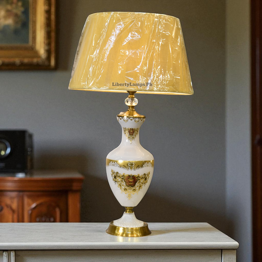 Royal Gleam Printed Glass Table Lamp (Pair)