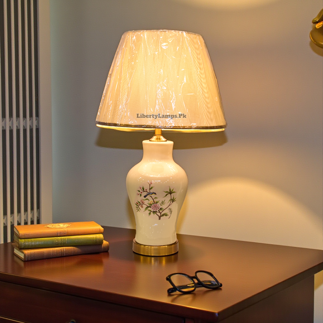 Cream Ceramic Elegance Table Lamp (Pair)