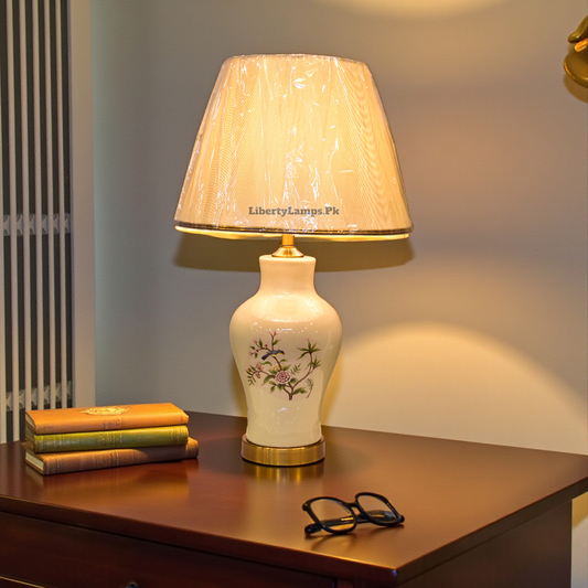 Cream Ceramic Elegance Table Lamp (Pair)