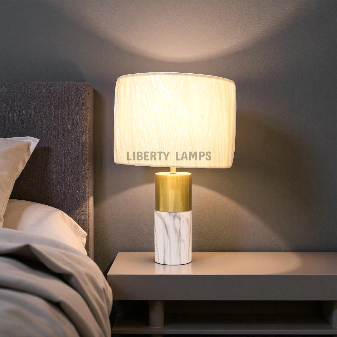 Marble Aura Metal Table Lamp (Pair)