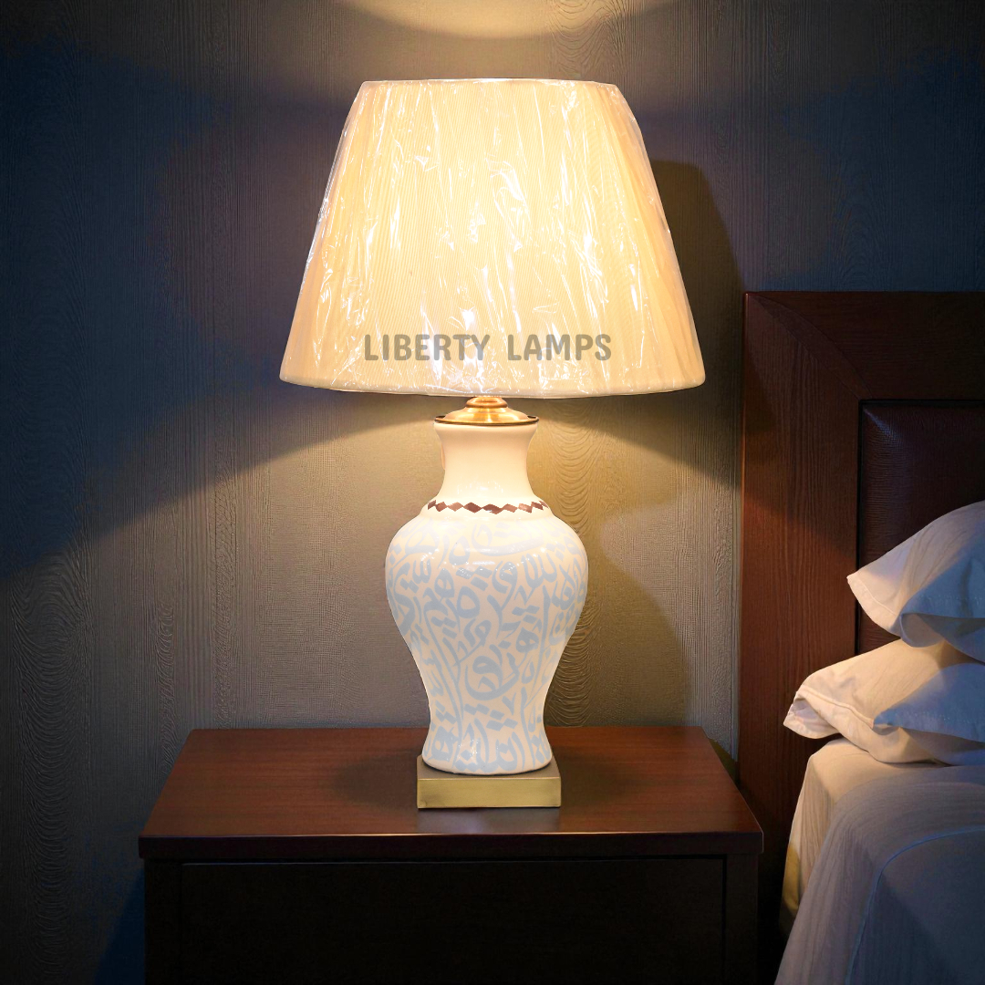 Divine Script Ceramic Table Lamp (Pair)