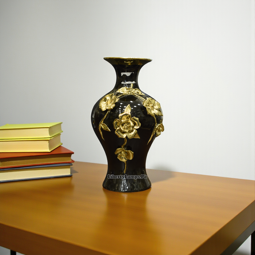 Midnight Elegance Black Porcelain Vase (Single)