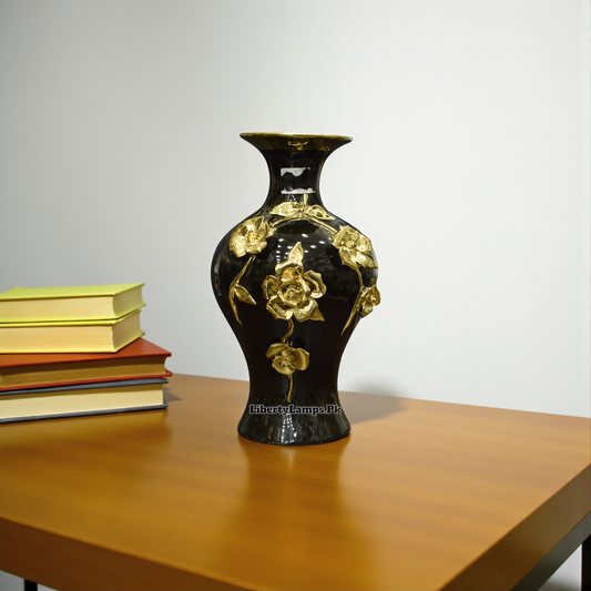 Midnight Elegance Black Porcelain Vase (Single)