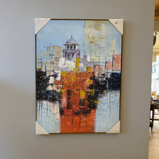 Old City Oil Painting on Canvas (Single)