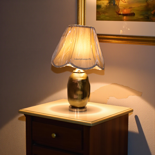 Golden Brass Elegance Table Lamp (Pair)