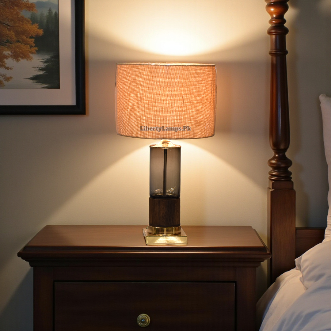 Rustic Glow Wooden & Glass Table Lamp (Pair)