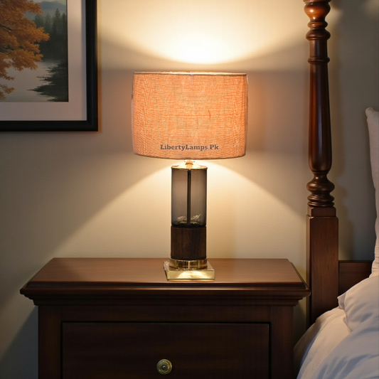 Rustic Glow Wooden & Glass Table Lamp (Pair)