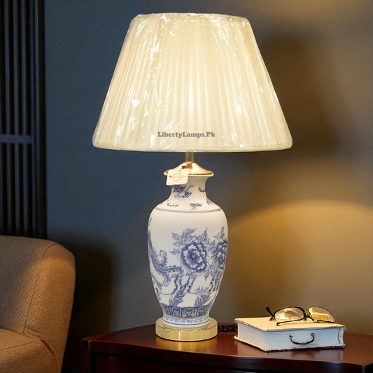 Azure Heritage Blue Pottery Ceramic Table Lamp (Pair)