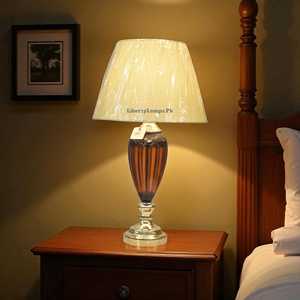 Amber Glow Brown Glass Table Lamp (Pair)